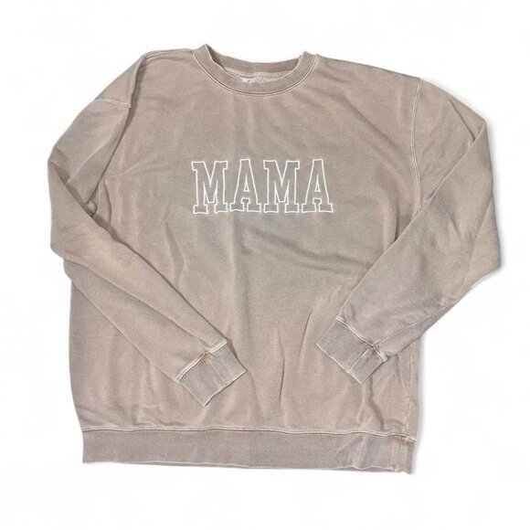 MAMA Brown Crewneck Pullover Oversized Vintage 90s Style - Picture 1 of 2
